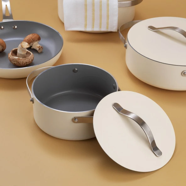 Schafer Moonlight Seramik Tencere Seti 7 Parça-Krem - 2