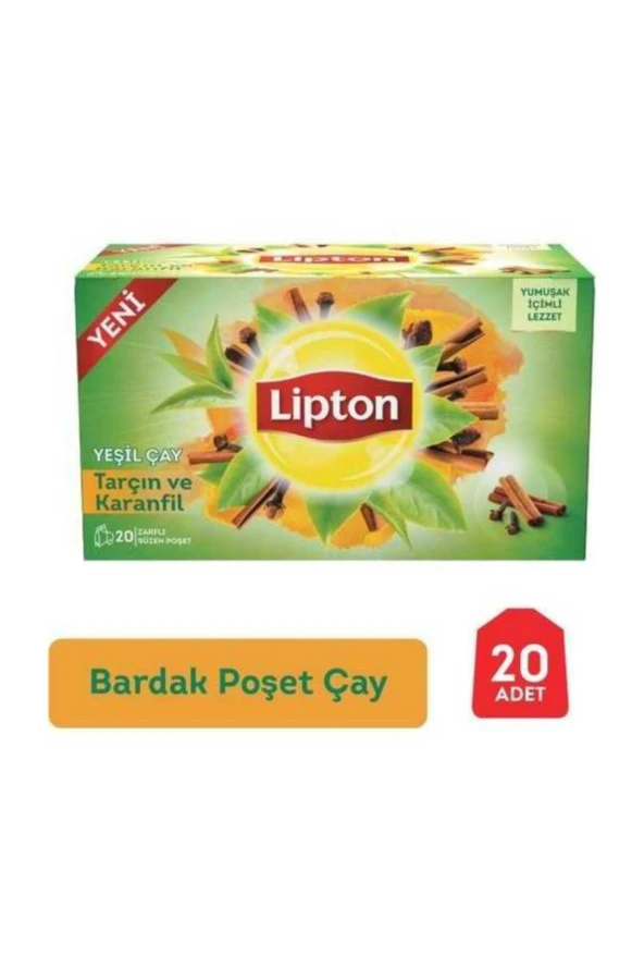 LİPTON Karanfil - Tarçın Bardak Poşet Yeşil Çay 20'li