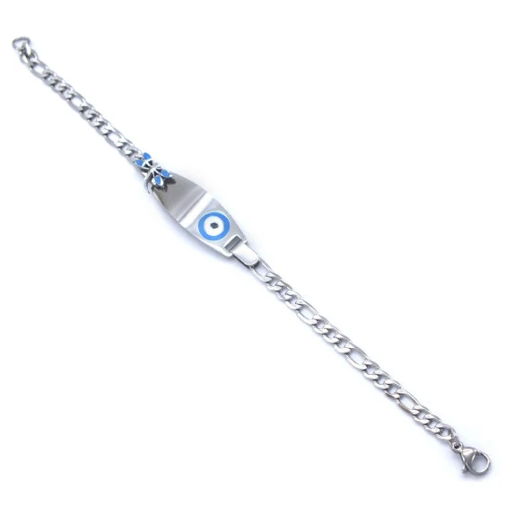 FerizZ 316L Çelik Mavi Nazar Boncuklu Yusufçuk Çocuk Bileklik BLK-957 - Resim 3