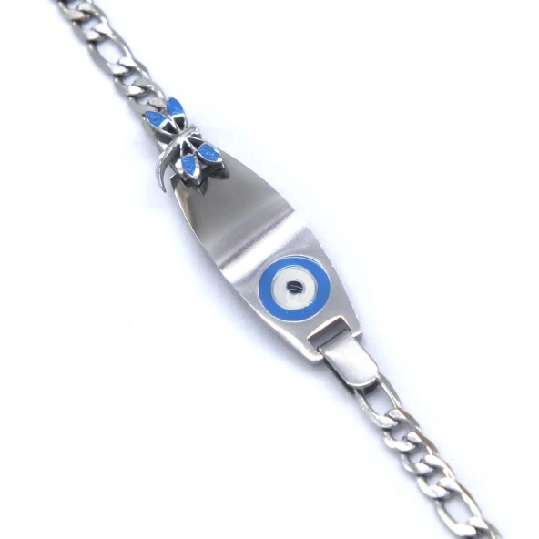 FerizZ 316L Çelik Mavi Nazar Boncuklu Yusufçuk Çocuk Bileklik BLK-957 - Resim 4