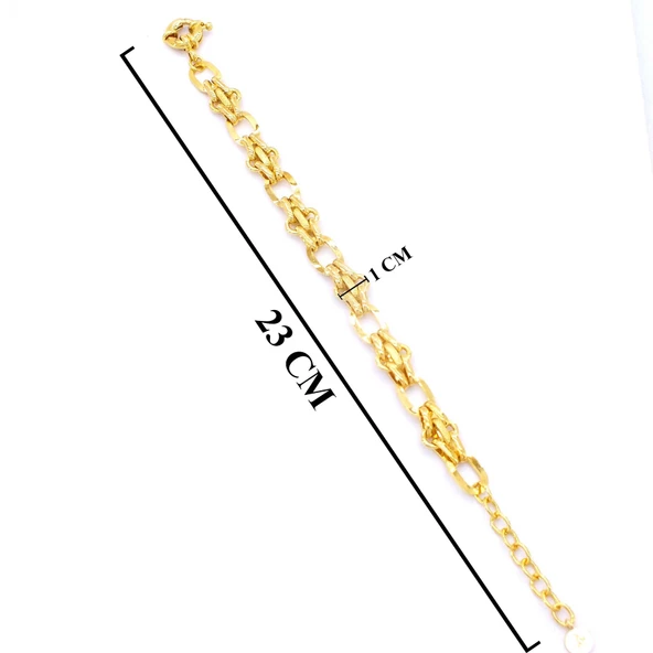 22 Ayar Altın Kaplama Işıltılı Zincir Kadın Bileklik BLK-426 - Resim 4