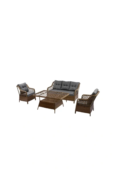 adımshops MENEKŞE 3+1+1+2puf+masa Rattan Bahçe Balkon Mobilyası, 7 Kişilik Bahçe Takımı ürün görseli