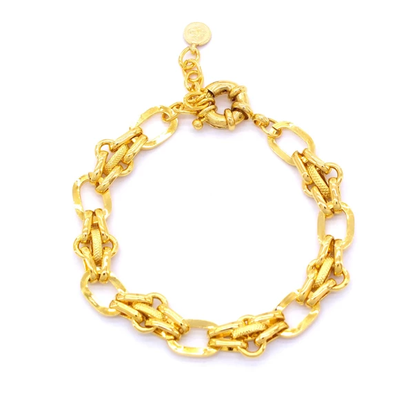 22 Ayar Altın Kaplama Işıltılı Zincir Kadın Bileklik BLK-426 - Resim 2