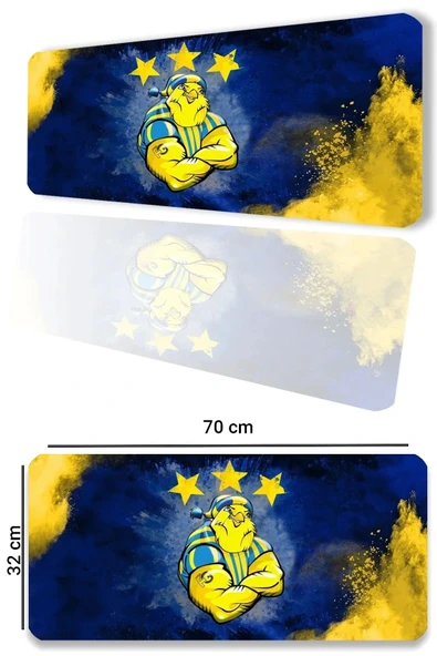 SonicTouch Sarı Lacivert Yıldız Kanaryalı Kaymaz Gaming Oyuncu Masaüstü Dikişsiz Siyah Klavye Mouse Pad 32x70Cm ürün görseli