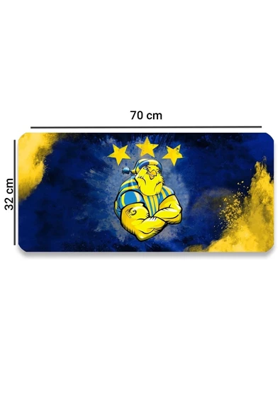 SonicTouch Sarı Lacivert Yıldız Kanaryalı Kaymaz Gaming Oyuncu Masaüstü Dikişsiz Siyah Klavye Mouse Pad 32x70Cm - 2