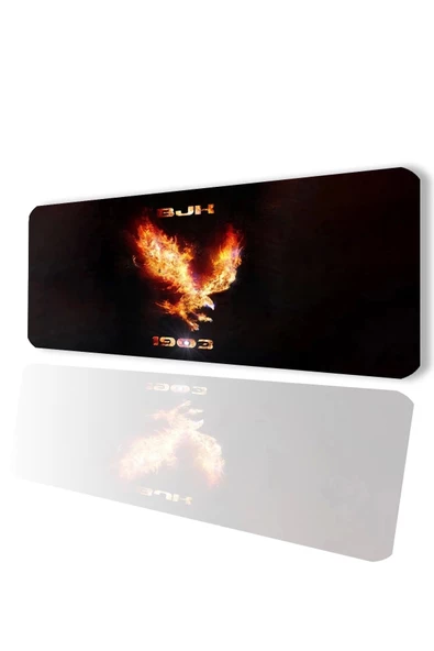 SonicTouch Ateş Kartalı 1903 Kaymaz Gaming Oyuncu Masaüstü Dikişsiz Siyah Klavye Mouse Pad 32x70Cm