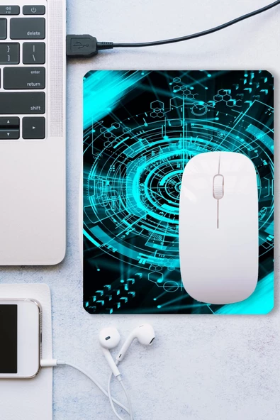 SonicTouch Fütüristik Yeşil Kaydırmaz Gaming Oyuncu Masaüstü Dikişsiz Mouse Pad/Ped (Mouse Altlığı) 17x21cm - 3