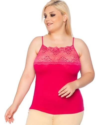 Gümüş Bayan Önü Geniş Dantelli İp Askılı Atlet 4064 - Resim 4