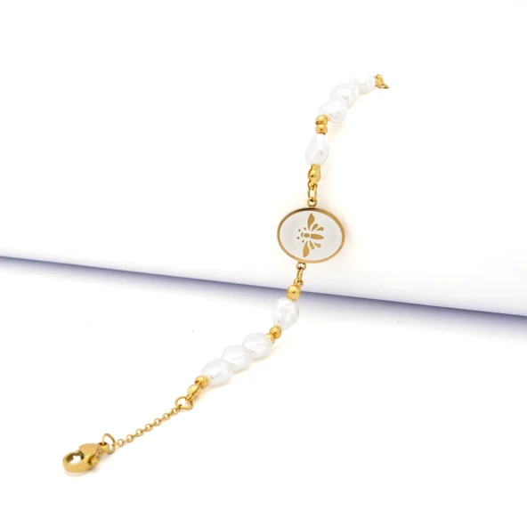 Altın Kaplama İnci Kadın Bileklik BLK-1003 ürün görseli
