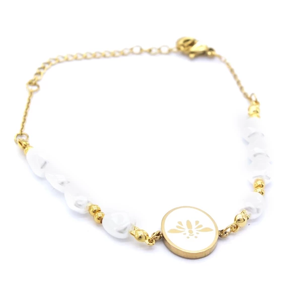 Altın Kaplama İnci Kadın Bileklik BLK-1003 - Resim 4