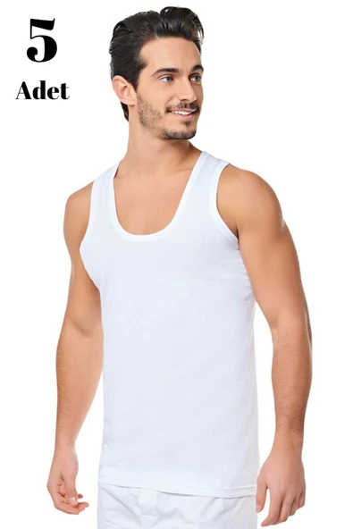 5 Adet Seher Yıldız 0001ı %100 Pamuk Beyaz Ekonomik Erkek Atlet