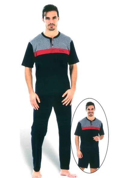 Pierre Cardin 5297 3 Lü Kısa Kol Erkek Pijama Şort Takım - 2