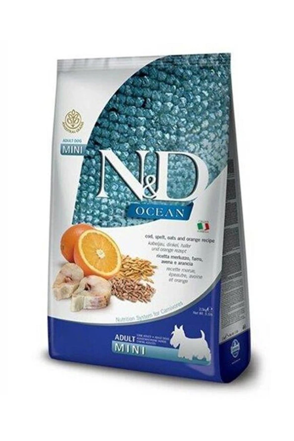 ND Dog Ocean Low Grain Adult Mini Morina Balıklı&Portakallı Köpek Maması 2.5 Kg