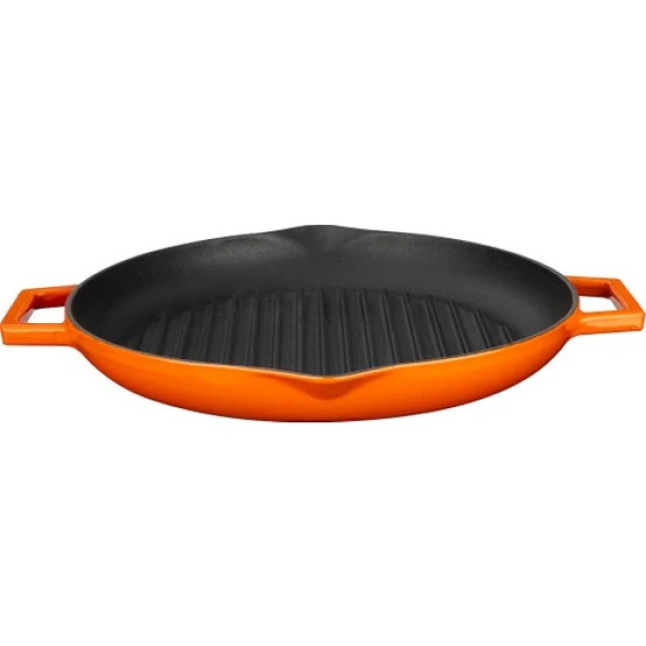 Lava Yuvarlak Grill Tava Çap 26 Metal Kulplu Turuncu - 2