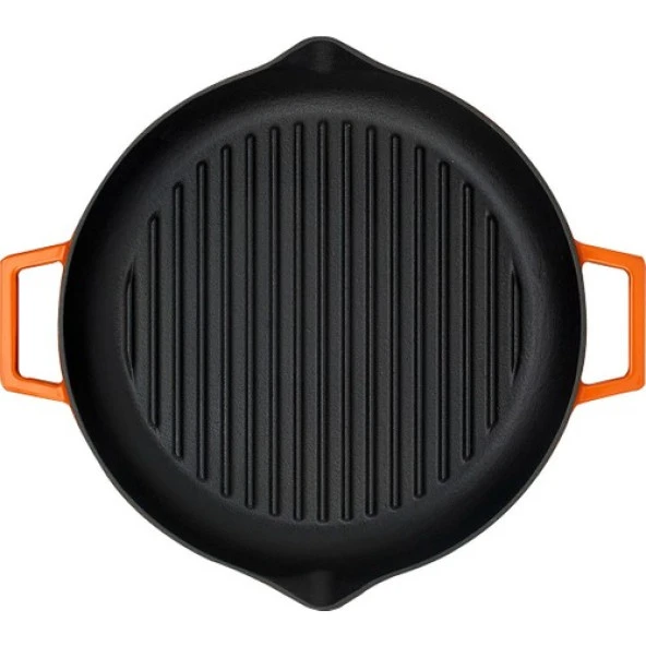 Lava Yuvarlak Grill Tava Çap 26 Metal Kulplu Turuncu - 3
