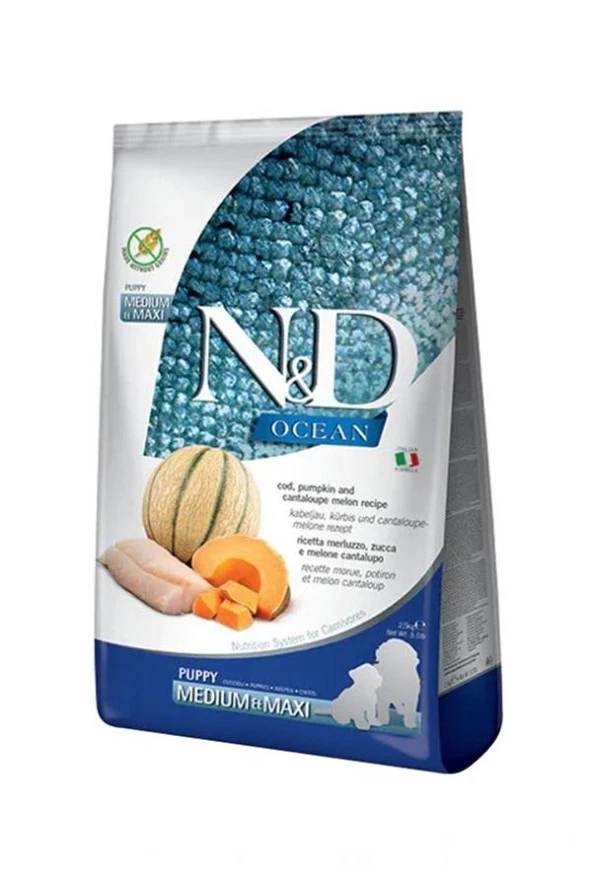 ND Dog Ocean Puppy Med/Maxi Morina Balıklı&Kavun Köpek 2.5 kg