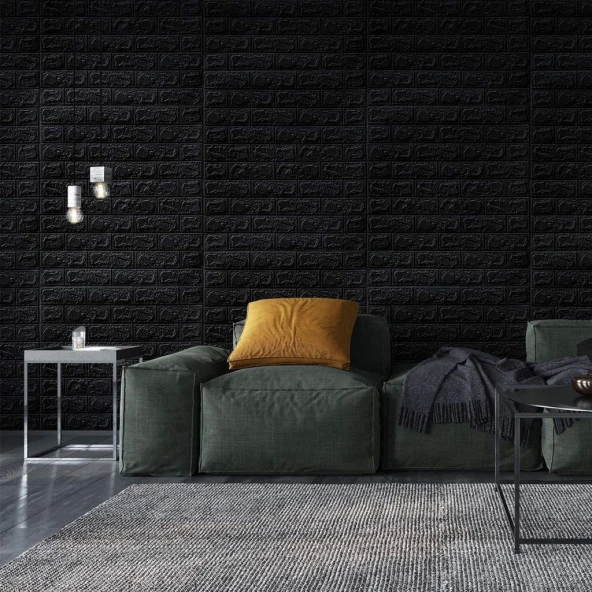 Renkli Duvarlar Siyah Silinebilir Kendinden Yapışkanlı Duvar Kağıdı Esnek Panel 3d Tuğla Desen 35x38cm 1 Adet - 5