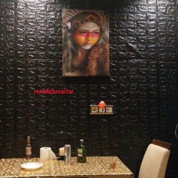 Renkli Duvarlar Siyah Silinebilir Kendinden Yapışkanlı Duvar Kağıdı Esnek Panel 3d Tuğla Desen 35x38cm 1 Adet - 6