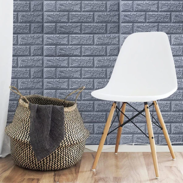 Renkli Duvarlar Gri Silinebilir Kendinden Yapışkanlı Duvar Kağıdı Esnek Köpük Panel 3D Tuğla Desen 35x38cm 1 Adet - 4