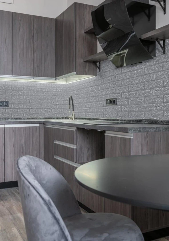 Renkli Duvarlar Gri Silinebilir Kendinden Yapışkanlı Duvar Kağıdı Esnek Köpük Panel 3D Tuğla Desen 35x38cm 1 Adet - 5