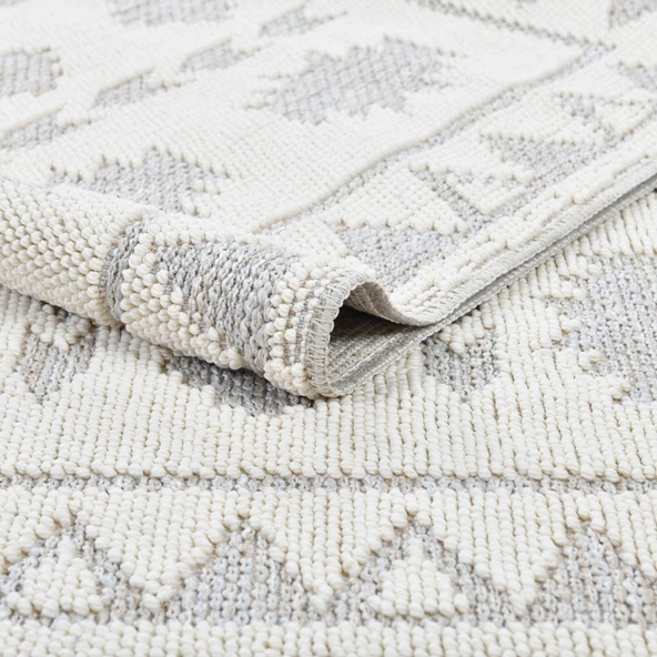 Trinket Serisi Krem Yumuşak Bukle Dekoratif Kilim T220B - 4