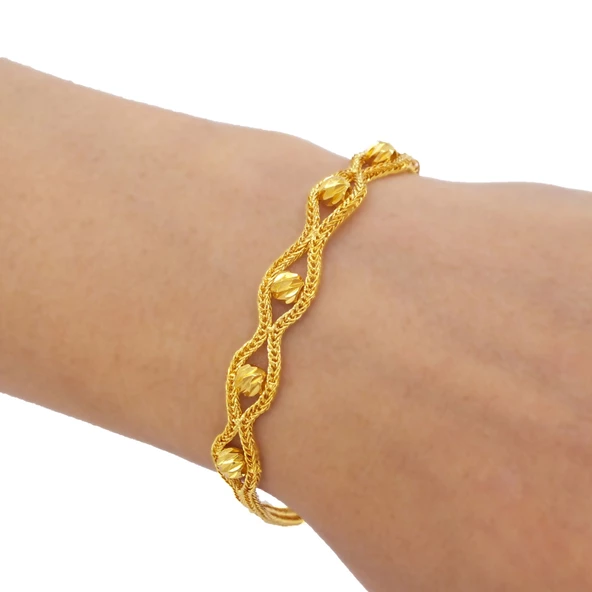 Dorika Bileklik 22 Ayar Altın Kaplama BLK-314 - Resim 3