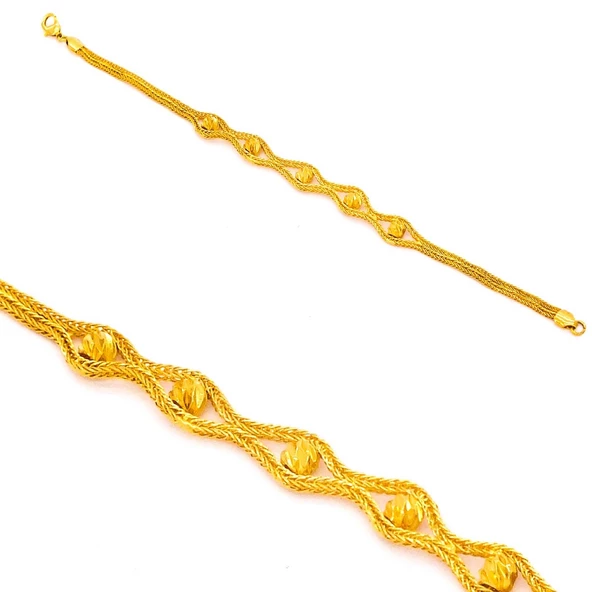 Dorika Bileklik 22 Ayar Altın Kaplama BLK-314 - Resim 5