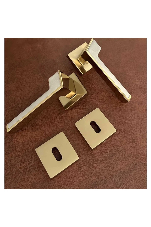 Albatros Gold Kare Rozetli Oda Kapı Kolu Koldoor 4 Takım