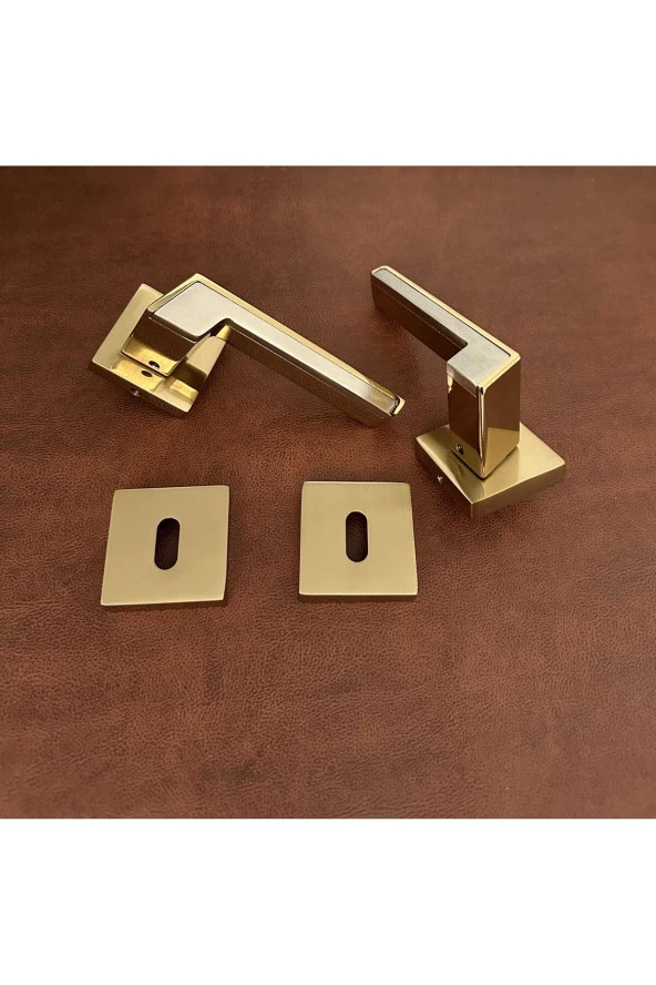 Albatros Gold Kare Rozetli Oda Kapı Kolu Koldoor 4 Takım - Resim 2