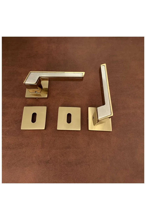 Albatros Gold Kare Rozetli Oda Kapı Kolu Koldoor 4 Takım - Resim 3