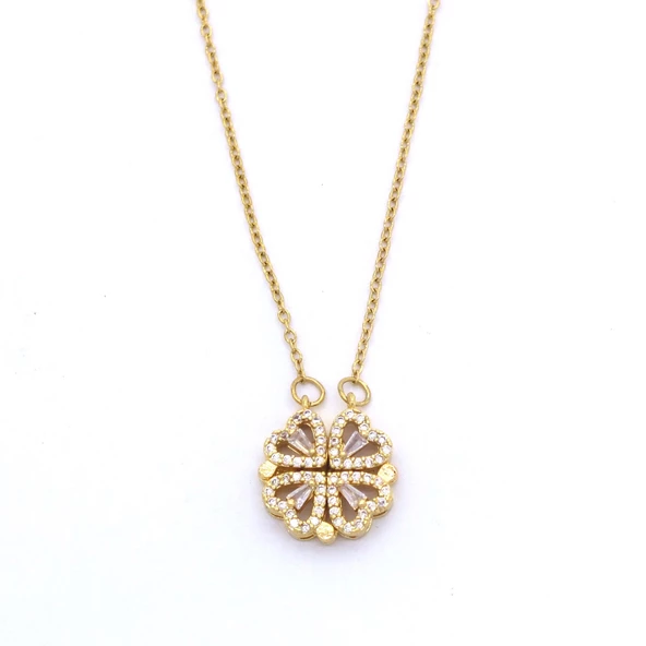 Çelik Kolye, Yonca Kolye Altın Kaplama Kadın Kolye KLY-396 ürün görseli