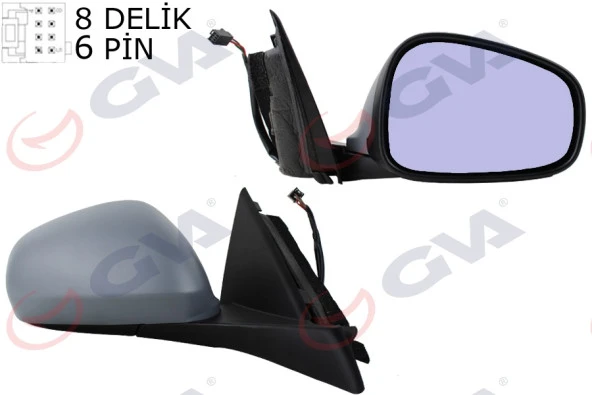 DIŞ DİKİZ AYNASI SAĞ GIULIETTA 2010- ELEKTRİKLİ ISITMALI SENSÖRLÜ MAVİ ASTARLI 7 FİŞ VM-6413EHPSR