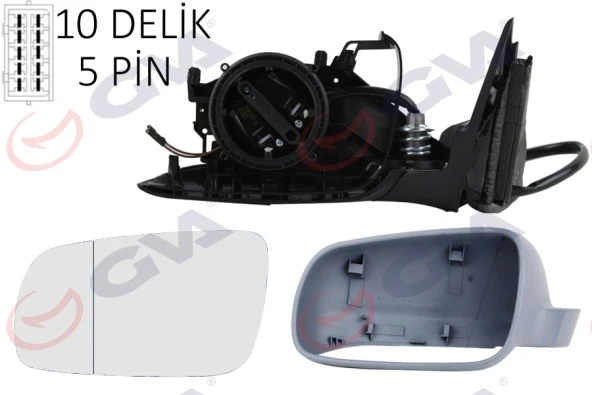 DIŞ DİKİZ AYNASI SOL PASSAT 1997- ELEKTRİKLİ ISITMALI ASTARLI 5 FİŞ VM-189AL