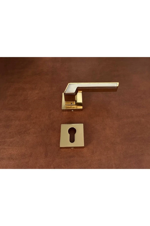 Albatros Volvo İnox Gold Kare Rozetli Yale Çelik Kapı Kolu 1 Takım