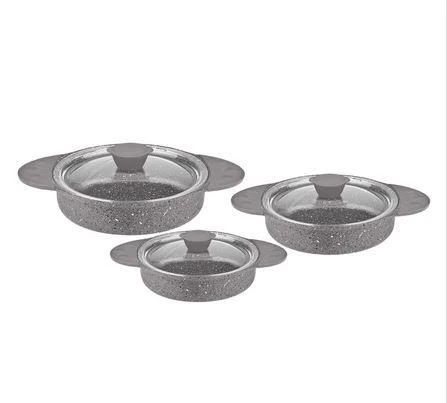 OMS 6 PARÇA KULPLU GRANİT SAHAN SETİ GRİ 16-18-20
