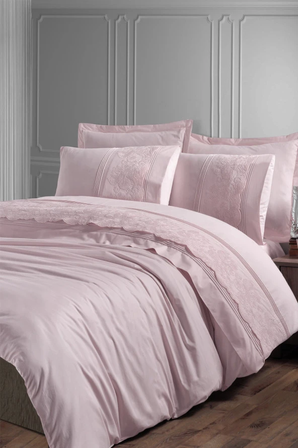 Elegance Grande - Pudra Pembe Çift Kişilik Nevresim Takimi - 2