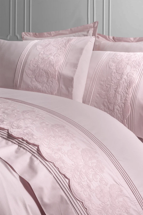 Elegance Grande - Pudra Pembe Çift Kişilik Nevresim Takimi - 3