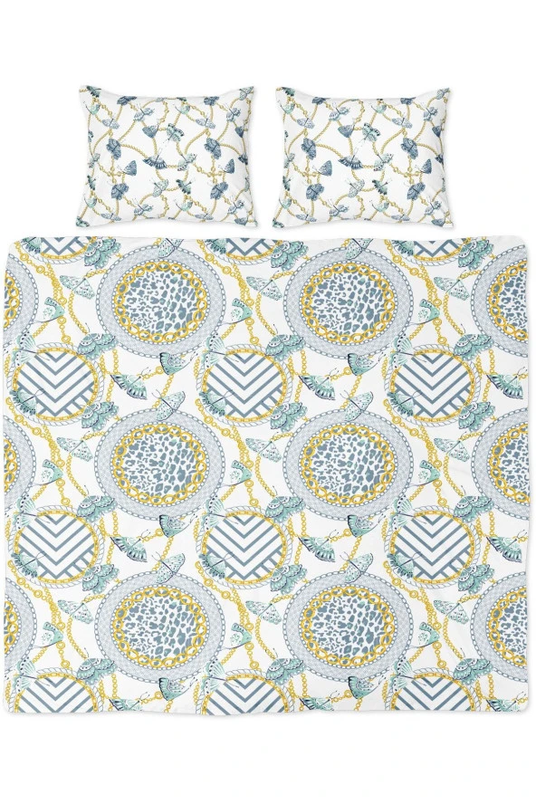 Mavi Desenli Çift Kişilik Nevresim Takımı ürün görseli