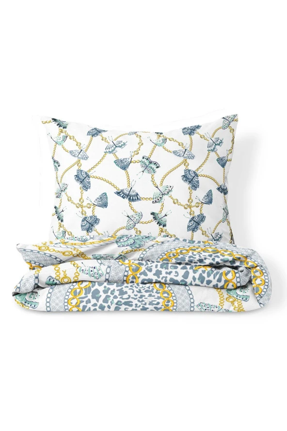 Mavi Desenli Çift Kişilik Nevresim Takımı - Resim 2