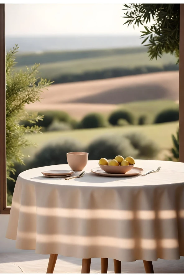 Klasik Yuvarlak Masa Örtüsü 160 cm - 2