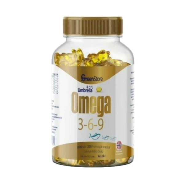 Green Store Umbrella Plus Omega 3-6-9 Norveç Balık Yağı 1300 mg 200 Kapsül ürün görseli 1