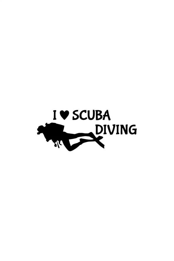 Dalgıç I love Scuba Diving Oto özel yeni sticker Siyah 30 x 12 cm