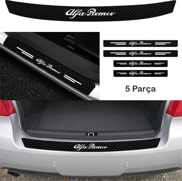 Alfa Romeo 164 İçin Uyumlu  Aksesuar Oto Bağaj Ve Kapı Eşiği özel yeni sticker Set Karbon