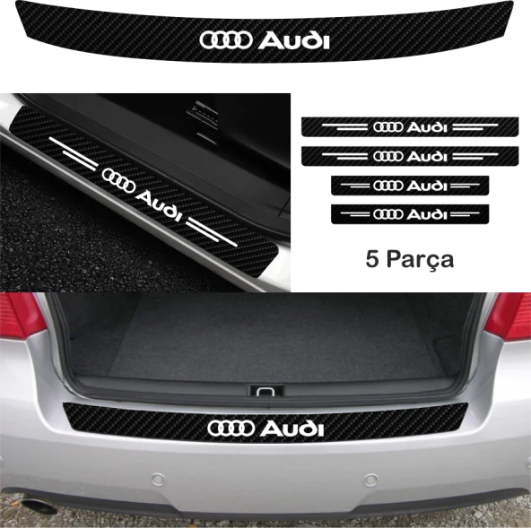 Audi İçin özel yeni uyumlu Aksesuar Oto Bağaj Ve Kapı Eşiği özel yeni sticker Set Karbon