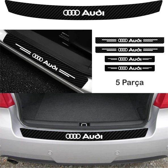 Audi 80 İçin Uyumlu  Aksesuar Oto Bağaj Ve Kapı Eşiği özel yeni sticker Set Karbon