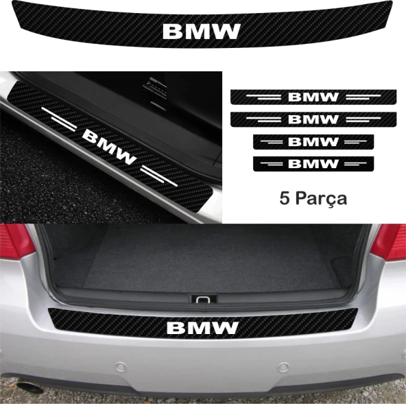 Bmw 320 İçin Uyumlu  Aksesuar Oto Bağaj Ve Kapı Eşiği özel yeni sticker Set Karbon
