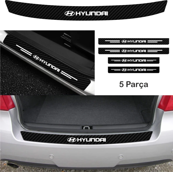 Hyundai Excel İçin Uyumlu  Aksesuar Oto Bağaj Ve Kapı Eşiği özel yeni sticker Set Karbon