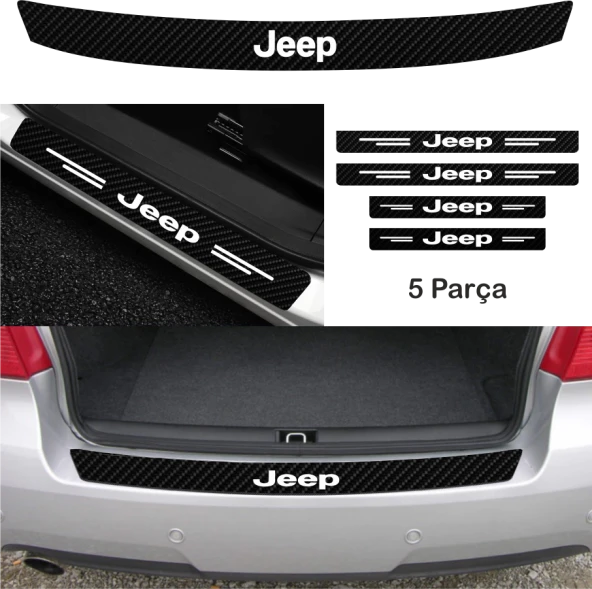 Jeep Compass İçin Uyumlu  Aksesuar Oto Bağaj Ve Kapı Eşiği özel yeni sticker Set Karbon