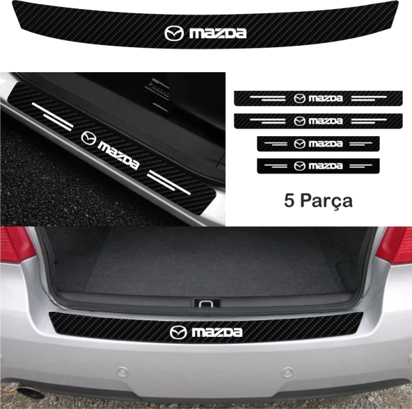 Mazda 3 İçin Uyumlu  Aksesuar Oto Bağaj Ve Kapı Eşiği özel yeni sticker Set Karbon