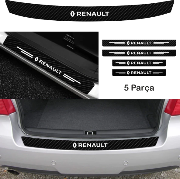 Renault Fluence İçin Uyumlu  Aksesuar Oto Bağaj Ve Kapı Eşiği özel yeni sticker Set Karbon